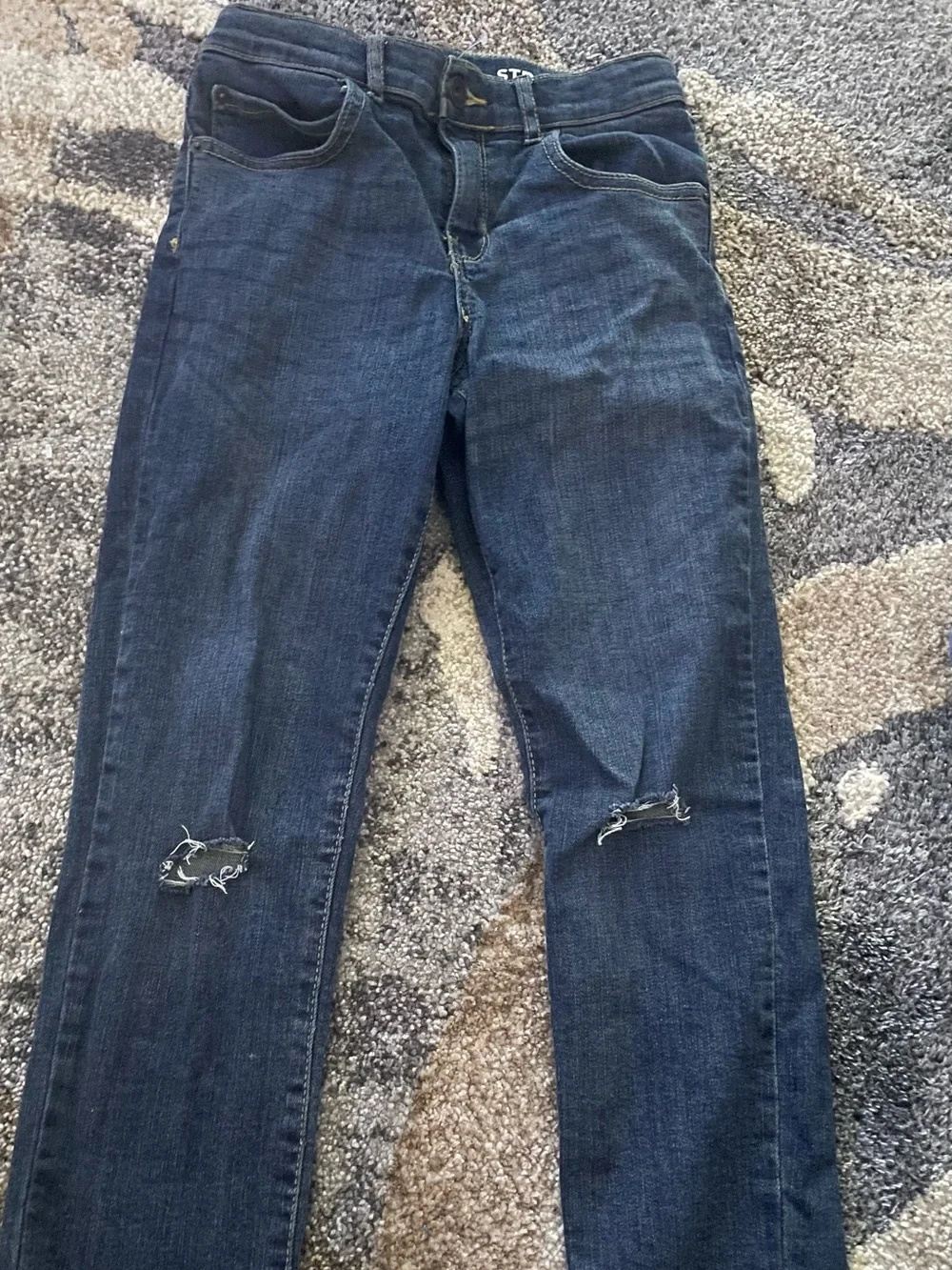 The Children's Place Slim Straight Dark Blue Jeans with Knee Rips